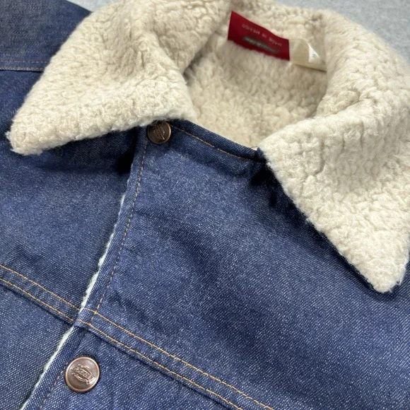 Vintage‎ Dickies Sherpa Lined Denim Jean Jacket Western Trucker Coat Mens Small